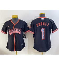 Women's San Francisco Giants #1 Luis Arraez Black 2026 Alternate Stadium Stitched Baseball Jersey(Run Small)