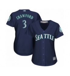 Women's Seattle Mariners #3 J.P. Crawford Authentic Navy Blue Alternate 2 Cool Base Baseball Player Jersey