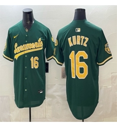 Men's Oakland Athletics #16 Nick Kurtz 2026 Green Alternate Sacramento Celebrating 125 Years Vapor Limited Stitched Baseball Jersey