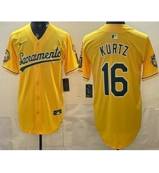 Men's Oakland Athletics #16 Nick Kurtz Yellow Limited Jersey
