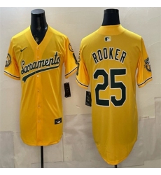 Men's Oakland Athletics #25 Brent Rooker 2026 Yellow Alternate Sacramento Celebrating 125 Years Vapor Limited Stitched Baseball Jersey