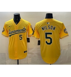 Men's Oakland Athletics #5 Jacob Wilson 2026 Yellow Alternate Sacramento Celebrating 125 Years Vapor Limited Stitched Baseball Jersey