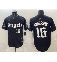 Men's Los Angeles Angels #16 Garret Anderson Black 'Gothic Halo Edition' Vapor Limited Stitched Baseball Jersey