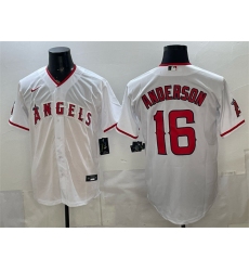 Men's Los Angeles Angels #16 Garret Anderson White Stitched Baseball Jersey