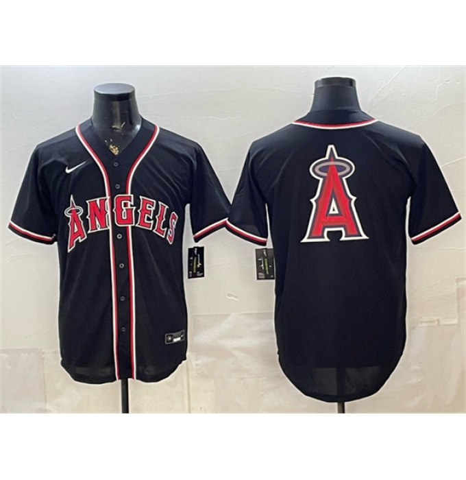 Men's Los Angeles Angels Team Big Logo 2026 Fashion Black Out Stitched Baseball Jersey
