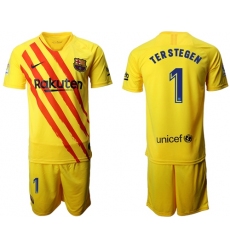 Barcelona #1 Ter Stegen Yellow Soccer Club Jersey