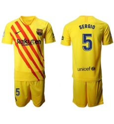 Barcelona #5 Sergio Yellow Soccer Club Jersey