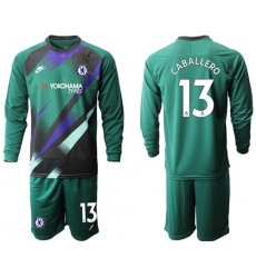 Chelsea #13 Caballero Green Goalkeeper Long Sleeves Soccer Club Jersey