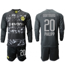 Dortmund #20 Philipp Away Long Sleeves Soccer Club Jersey
