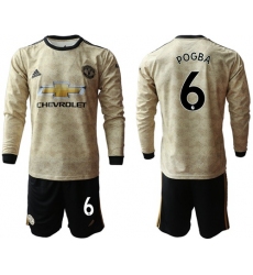 Manchester United #6 Pogba Away Long Sleeves Soccer Club Jersey