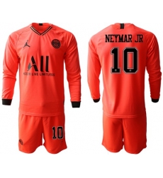 Paris Saint-Germain #10 Neymar Jr Red Jordan Long Sleeves Soccer Club Jersey