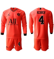 Paris Saint-Germain #4 Kehrer Red Jordan Long Sleeves Soccer Club Jersey