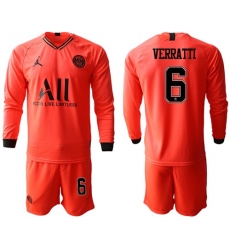 Paris Saint-Germain #6 Verratti Red Jordan Long Sleeves Soccer Club Jersey