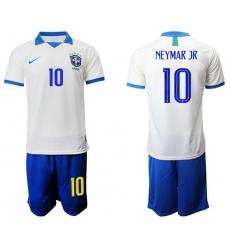 Brazil #10 Neymar Jr White Soccer Country Jersey