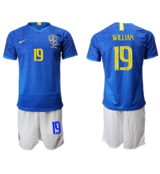 Brazil #19 Willian Blue Soccer Country Jersey