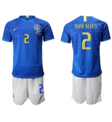 Brazil #2 Dani Alves Blue Soccer Country Jersey