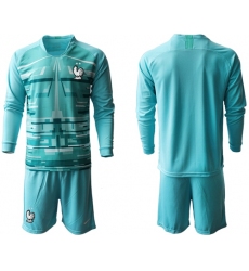 France Blank Light Blue Goalkeeper Long Sleeves Soccer Country Jersey