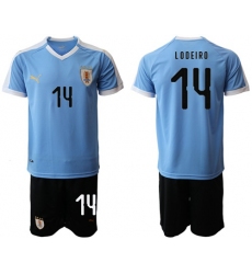 Uruguay #14 Lodeiro Home Soccer Country Jersey