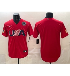 Men's USA Baseball Blank Red 2026 World Baseball Classic United States 250th Anniversary Stadium Stitched Jersey