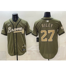 Men's Atlanta Braves #27 Austin Riley Olive 2026 Armed Forces Day Stitched Baseball Jersey