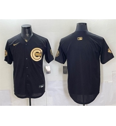 Men's Chicago Cubs Blank Black Gold 150th Anniversary Stitched Baseball Jersey