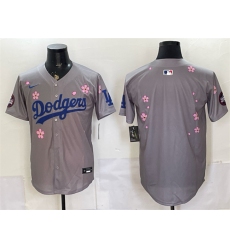 Men's Los Angeles Dodgers Blank Grey 2025 Tokyo Series Limited Stitched Baseball Jersey