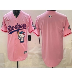 Men's Los Angeles Dodgers Blank Pink Hello Kitty 2025 World Series Champions Limited Jersey