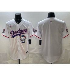 Men's Los Angeles Dodgers Blank White Hello Kitty Night 2025 World Series Champions Stitched Baseball Jersey