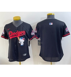Women's Los Angeles Dodgers Blank Black Hello Kitty Night 2025 World Series Champions Stitched Baseball Jersey(Run Small)