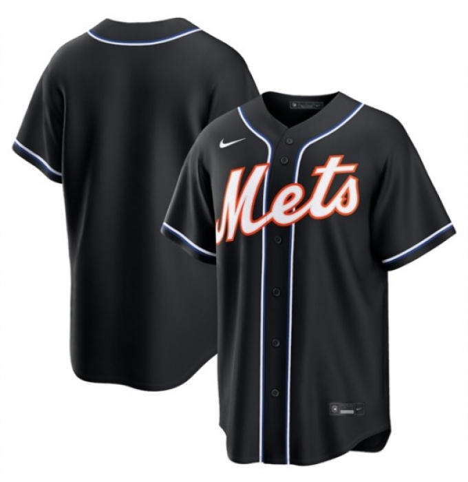 Men's New York Mets Blank 2026 Black Out Stitched Baseball Jersey