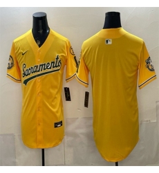 Men's Oakland Athletics Blank 2026 Yellow Alternate Sacramento Celebrating 125 Years Vapor Limited Stitched Baseball Jersey