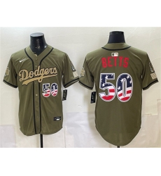 Men's Los Angeles Dodgers #50 Mookie Betts Olive 2026 Armed Forces Day 250 Fourth of July Stitched Baseball Jersey
