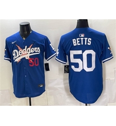 Men's Los Angeles Dodgers x One Piece #50 Mookie Betts Royal Vapor Premier Limited Stitched Baseball Jersey