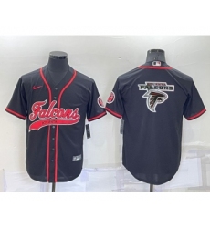 Men's Atlanta Falcons Black Team Big Logo With Patch Cool Base Stitched Baseball Jersey