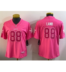 Women's Dallas Cowboys #88 CeeDee Lamb Pink Vapor Untouchable Limited Stitched Football Jersey(Run Small)