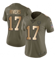 Women's Nike Indianapolis Colts #17 Philip Rivers Olive Gold Stitched NFL Limited 2017 Salute To Service Jersey