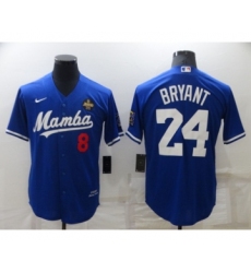 Men's Los Angeles Dodgers #24 Kobe Bryant Blue Cool Base Stitched Jersey