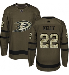 Men's Adidas Anaheim Ducks #22 Chris Kelly Authentic Green Salute to Service NHL Jersey