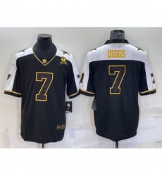Men's Dallas Cowboys #7 Trevon Diggs Black Gold Thanksgiving With Jersey