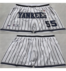 Men's New Yok Yankees #55 White Shorts (Run Small)(1)
