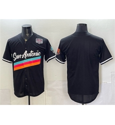 Men's San Antonio Spurs Blank Black USA 250 City Edition Stitched Baseball Jersey