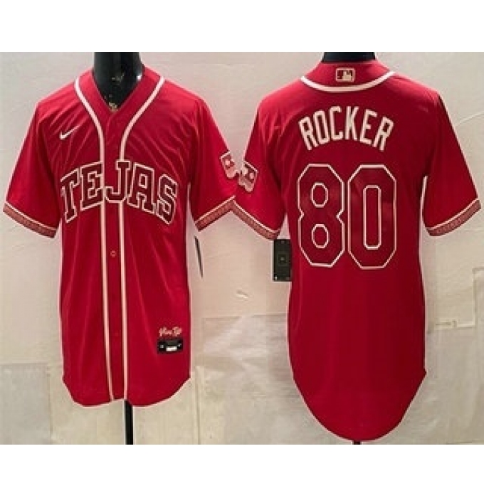 Men's Texas Rangers #80 Kumar Rocker Red 2026 City Connect Stadium Jersey