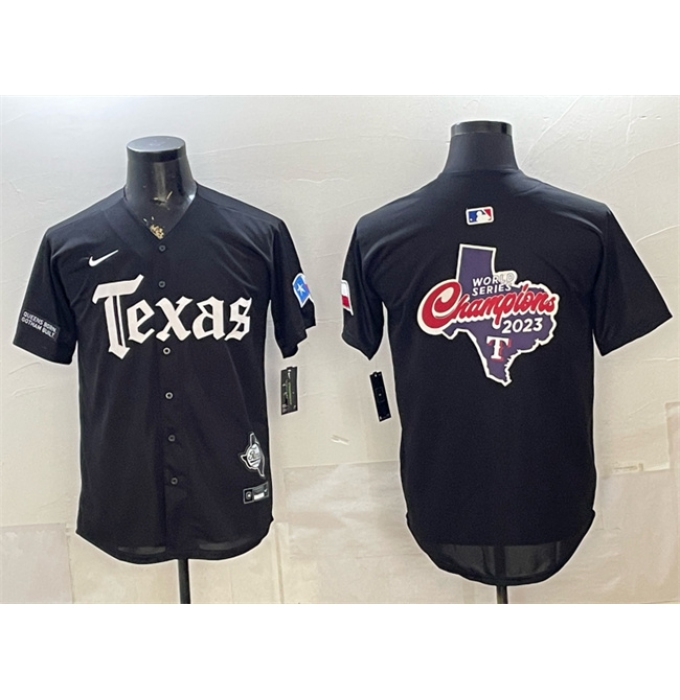 Men's Texas Rangers Team Big Logo Black Gothic Mexico 2025 Vapor Premier Limited Stitched Baseball Jersey