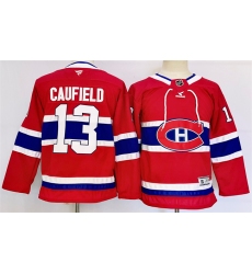 Youth Montreal Canadiens #13 Cole Caufield Red 2024-25 Stitched Jersey