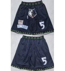 Men's Minnesota Timberwolves #5 Anthony Edwards Black Shorts (Run Small)
