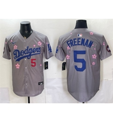 Men's Los Angeles Dodgers #5 Freddie Freeman Grey 2025 Tokyo Series Limited Stitched Baseball Jersey