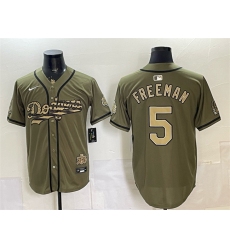 Mens Los Angeles Dodgers #5 Freddie Freeman Olive 2026 Armed Forces Day Stitched Baseball Jersey
