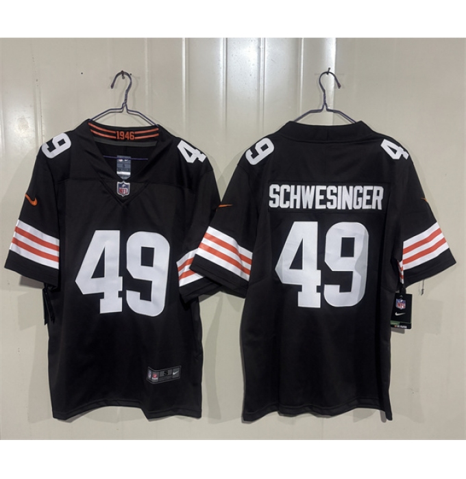 Men's Cleveland Browns #49 Carson Schwesinger Brown 2026 Vapor Limited Football Stitched Jersey