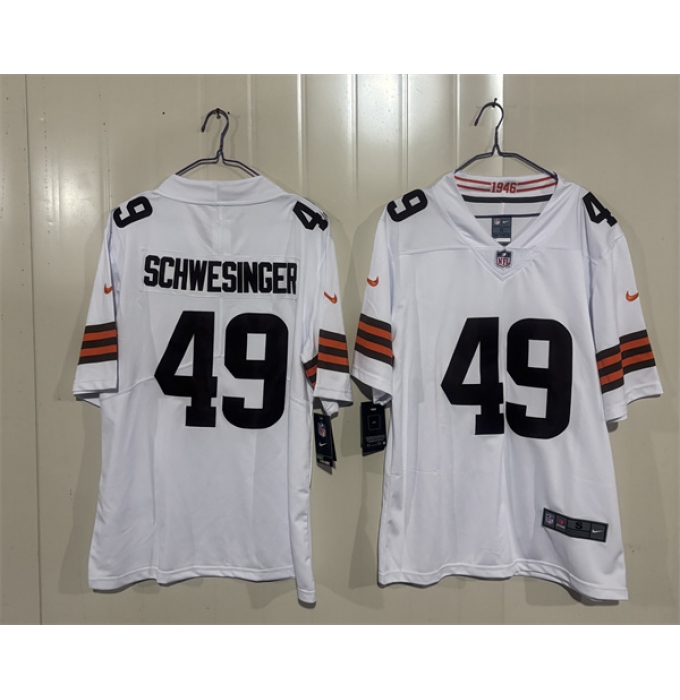 Men's Cleveland Browns #49 Carson Schwesinger White 2026 Vapor Limited Football Stitched Jersey