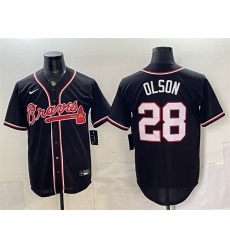 Men's Atlanta Braves #28 Matt Olson 2026 Fashion Replica Black Out Stitched Baseball Jersey